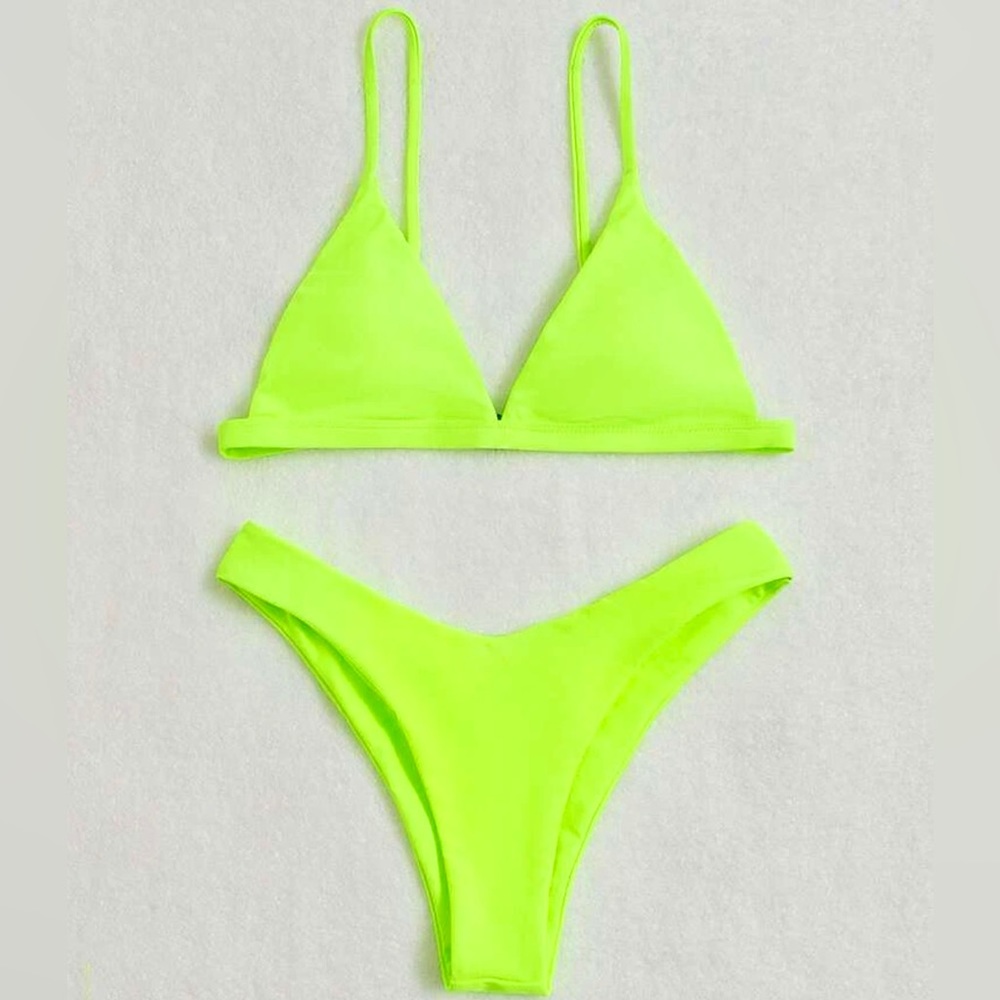 Plain Triangle High Cut Bikini Swimsuit -only tried on, never worn-